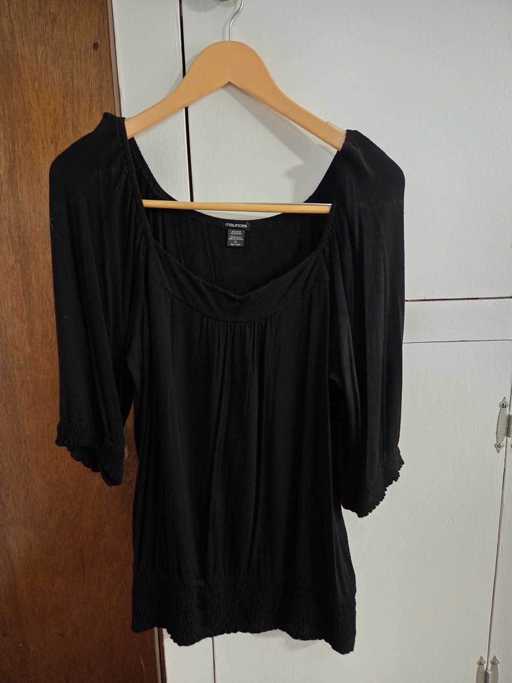 Maurices Black Scoop Neck Smocked-Hem Women's Tunic